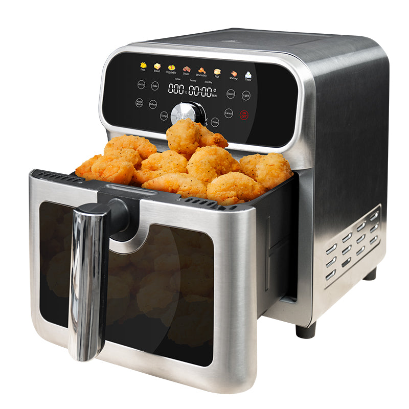 WhallPro 6QT All-Stainless Air Fryer, 8-in-1 Hot Oven with Digital LED Touchscreen & Visible Window