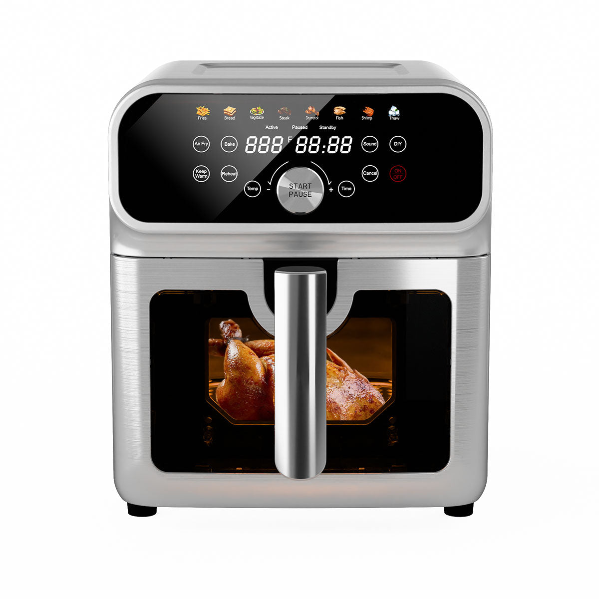 WhallPro 6QT Air Fryer, 8-in-1 Electric Hot Oven with Digital LED Touchscreen, Visible Window, New, Stainless Steel