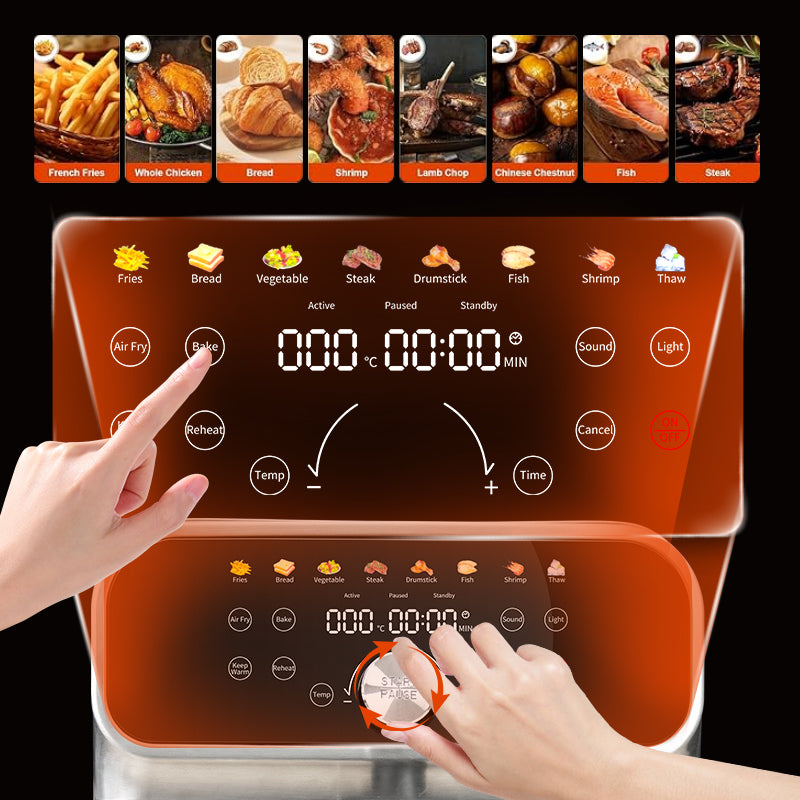 WhallPro 6QT Air Fryer, 8-in-1 Electric Hot Oven with Digital LED Touchscreen, Visible Window, New, Stainless Steel