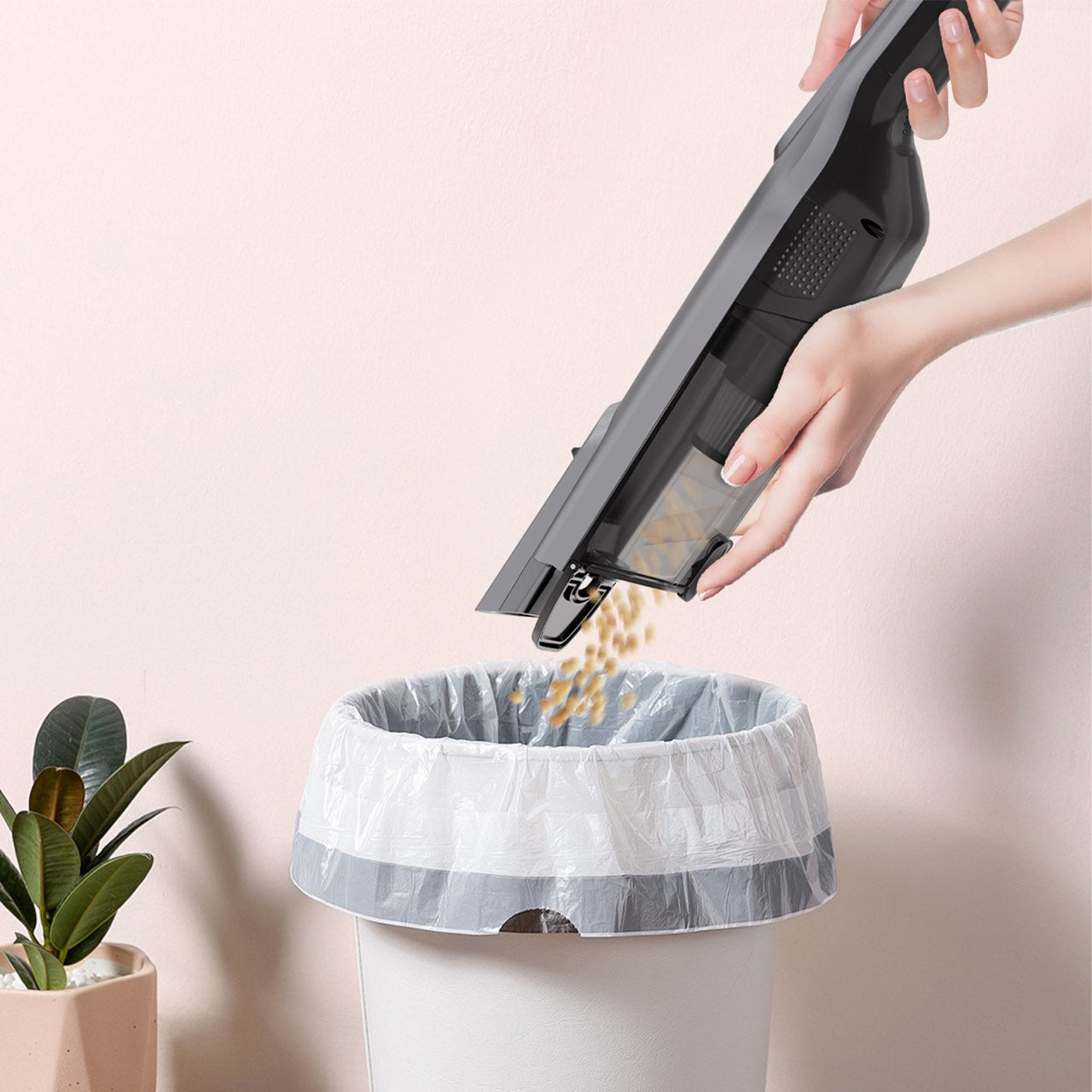 WhallPro® Cordless Handheld Vacuum Cleaner, Lightweight, Rechargeable, LED Light, Powerful Suction, with Charging Dock for Home, Office, Car - Gray