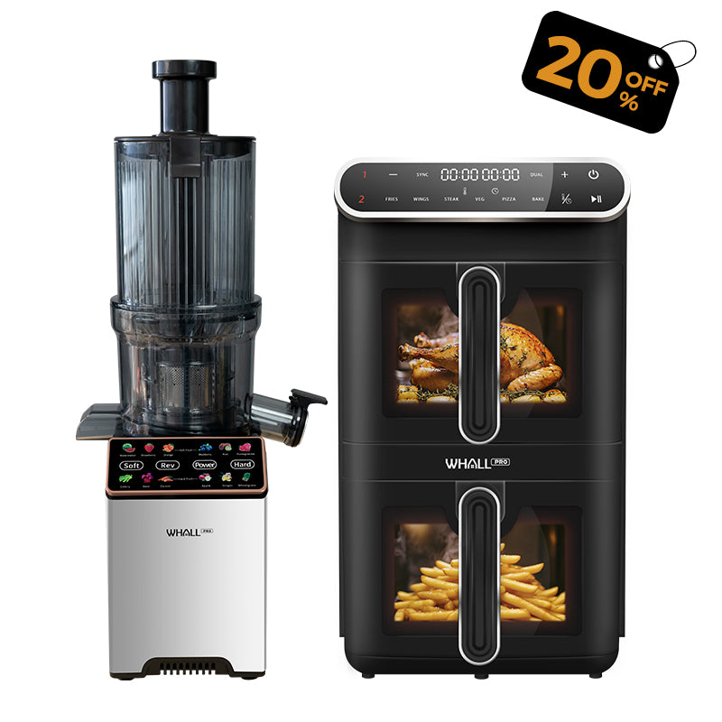 WhallPro® Cold Press Juicer & 11L Dual Basket Air Fryer Combo Set