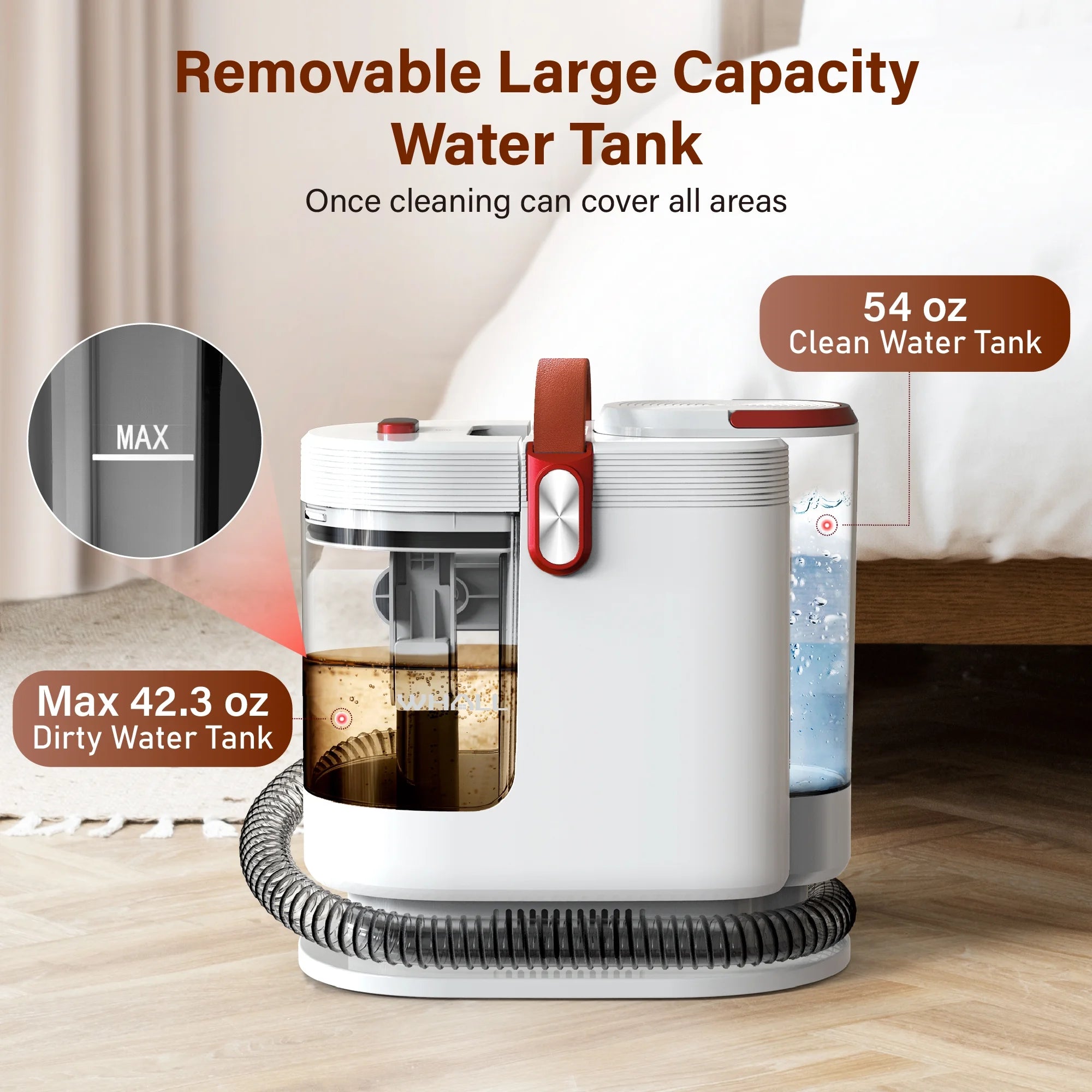 WhallPro® Carpet & Upholstery Cleaner Machine, Portable Spot Vacuum for Couch, Sofa, Pet Stain, Car Seat