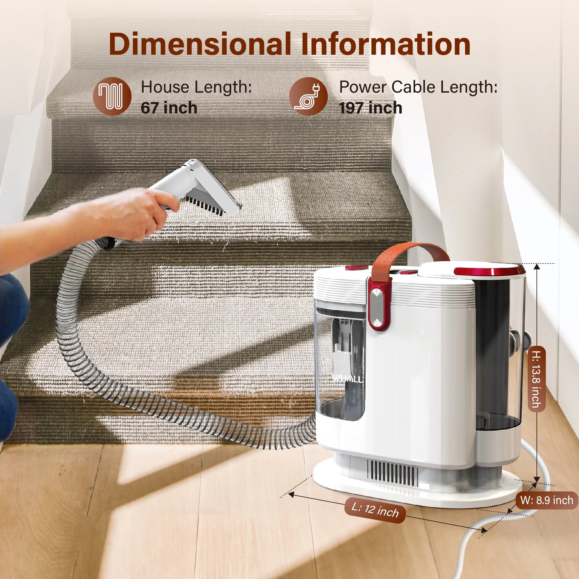 WhallPro® Carpet & Upholstery Cleaner Machine, Portable Spot Vacuum for Couch, Sofa, Pet Stain, Car Seat