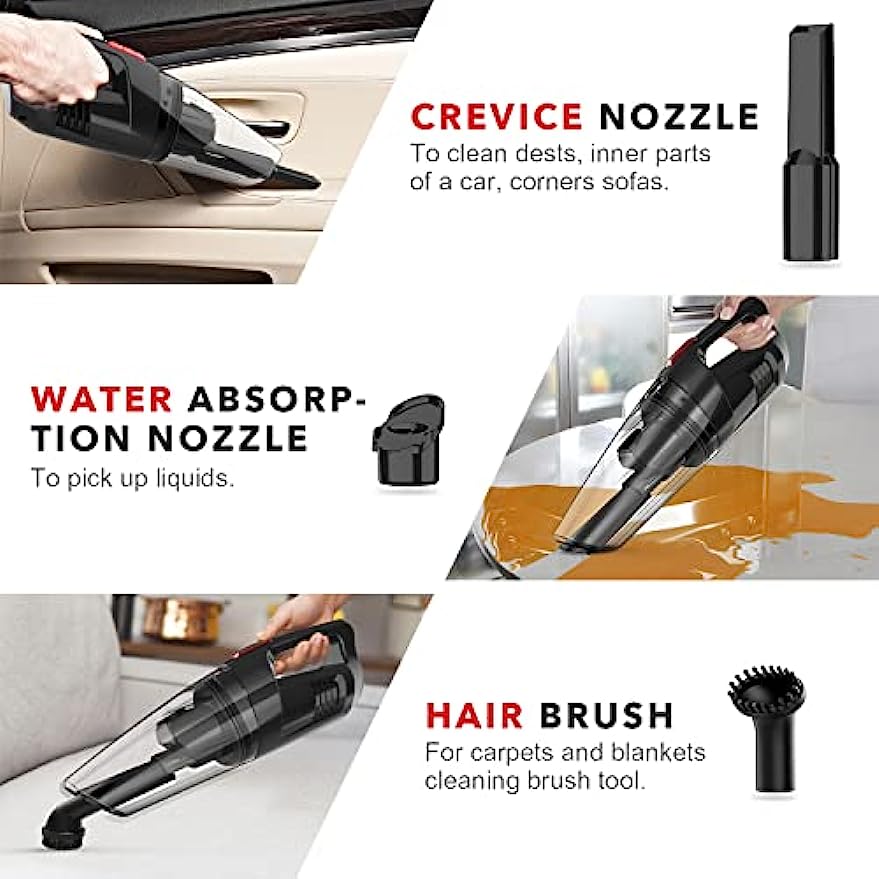 WhallPro® Handheld Vacuum Cordless EV-607, Dry Wet Hand Vacuum Cleaner 8500 PA Suction