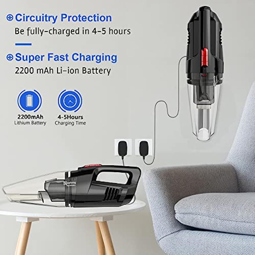 WhallPro® Handheld Vacuum Cordless EV-607, Dry Wet Hand Vacuum Cleaner 8500 PA Suction
