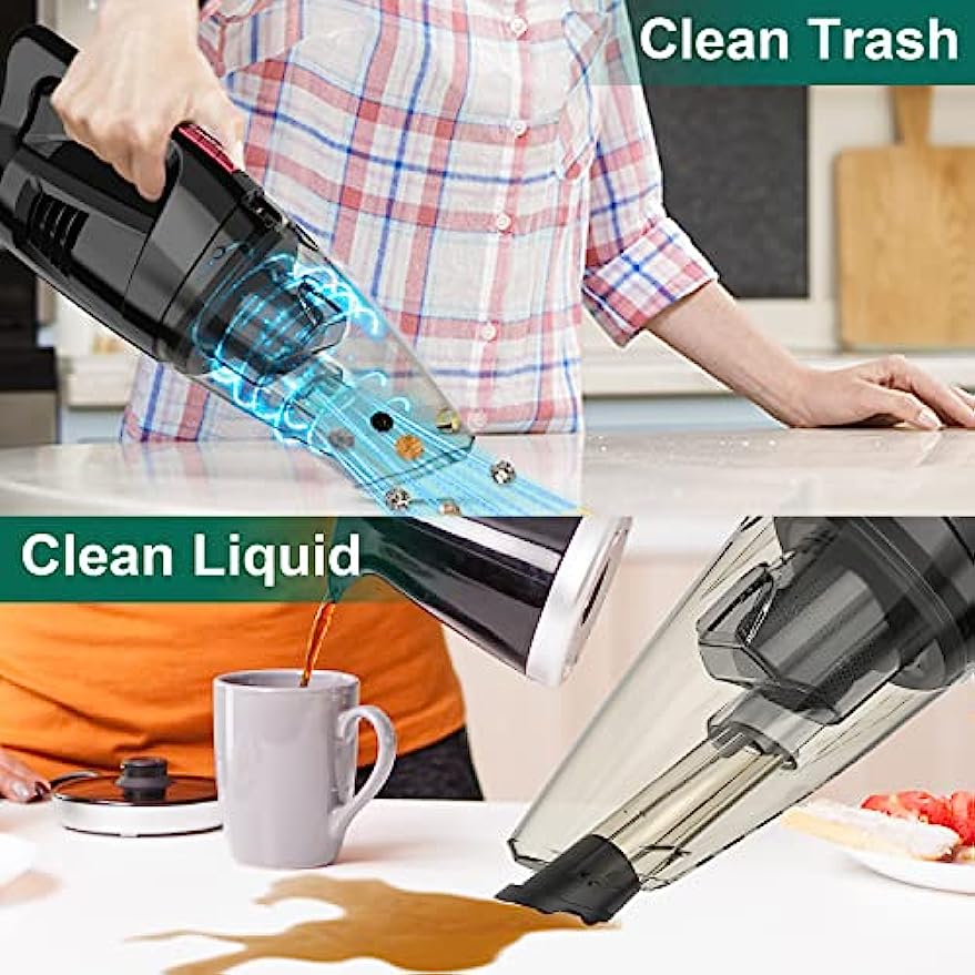 WhallPro® Handheld Vacuum Cordless EV-607, Dry Wet Hand Vacuum Cleaner 8500 PA Suction