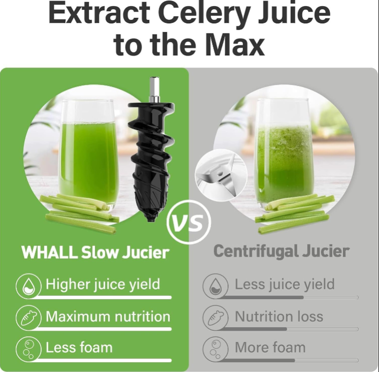 WhallPro Slow Masticating Juice - Cold Press Juicer Machines with Touchscreen,Reverse Function, Soft & Hard Produce, Quiet Motor