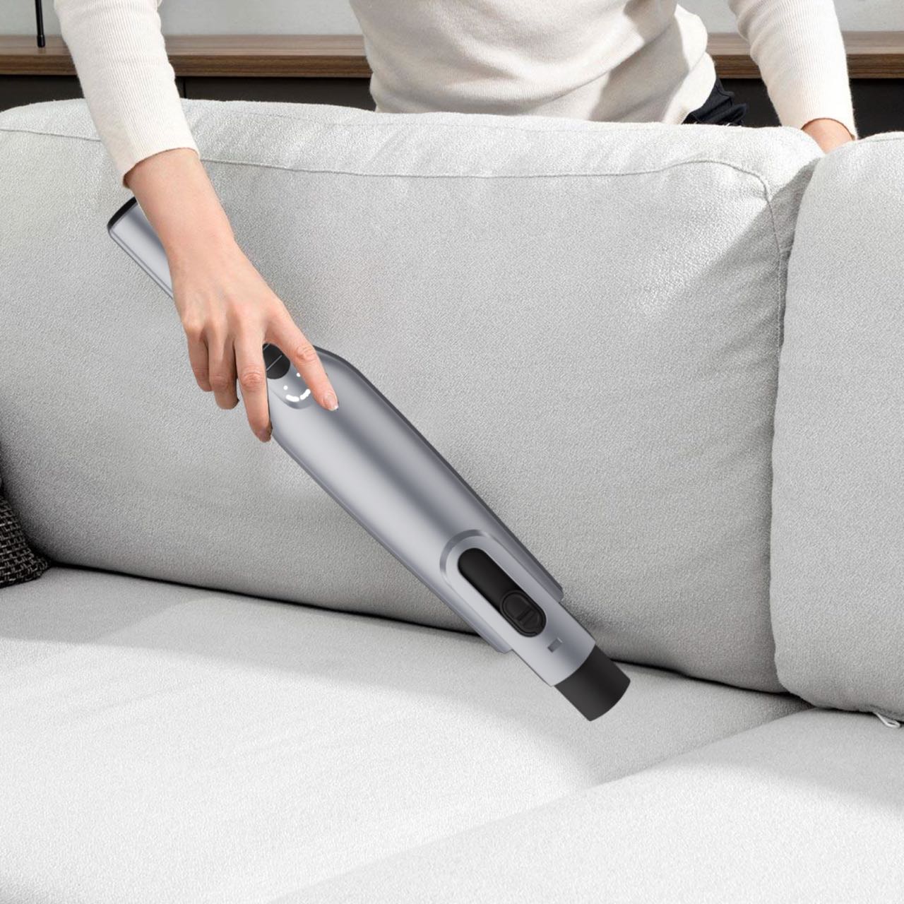 WhallPro® Cordless Handheld Vacuum Cleaner, Lightweight, Rechargeable, LED Light, Powerful Suction, with Charging Dock for Home, Office, Car - Gray