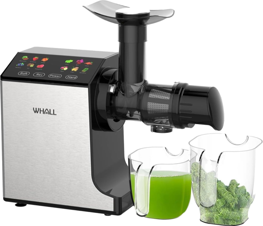 WhallPro Slow Masticating Juice - Cold Press Juicer Machines with Touchscreen,Reverse Function, Soft & Hard Produce, Quiet Motor