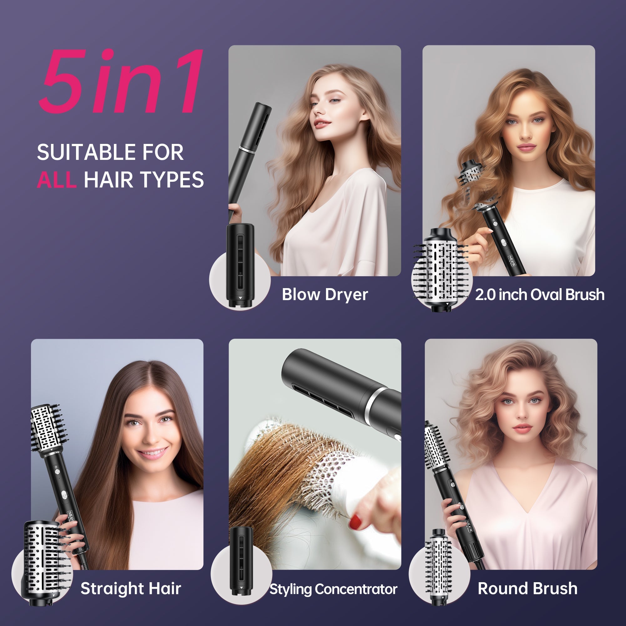 NICEBAY Hair Dryer Brush Blow Dryer Brush in One, Hot Air Styler 1300W