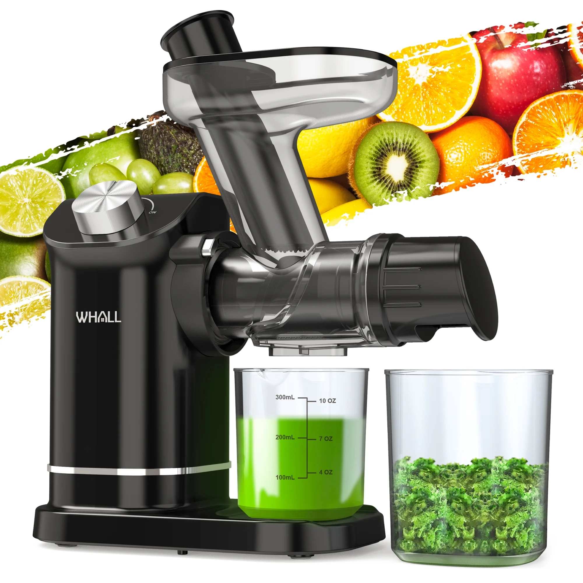 WhallPro® Cold Press Juicer, Masticating Juicer Vegetable and Fruit, Juicers with Quiet Motor & Reverse Function, Easy to Clean with Brush