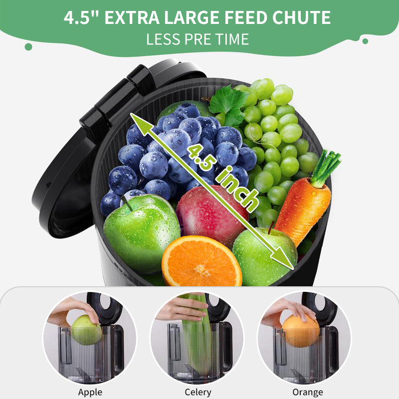 WhallPro® Cold Press Juicer Machine with Touchscreen, Slow Masticating Machines with 4.5" Extra Large Feed Chute, Reverse Function, Soft & Hard Models