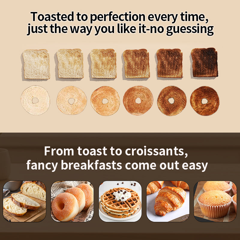 WhallPro® Stainless Steel Smart Toaster, 2 Slice | Projection Touchscreen, 1.5" Extra-Wide Slots, Digital Timer, Reheat & Defrost, Warming Rack, Removable Crumb Tray