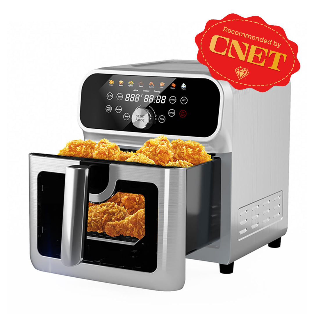 WhallPro 6QT All-Stainless Air Fryer, 8-in-1 Hot Oven with Digital LED Touchscreen & Visible Window