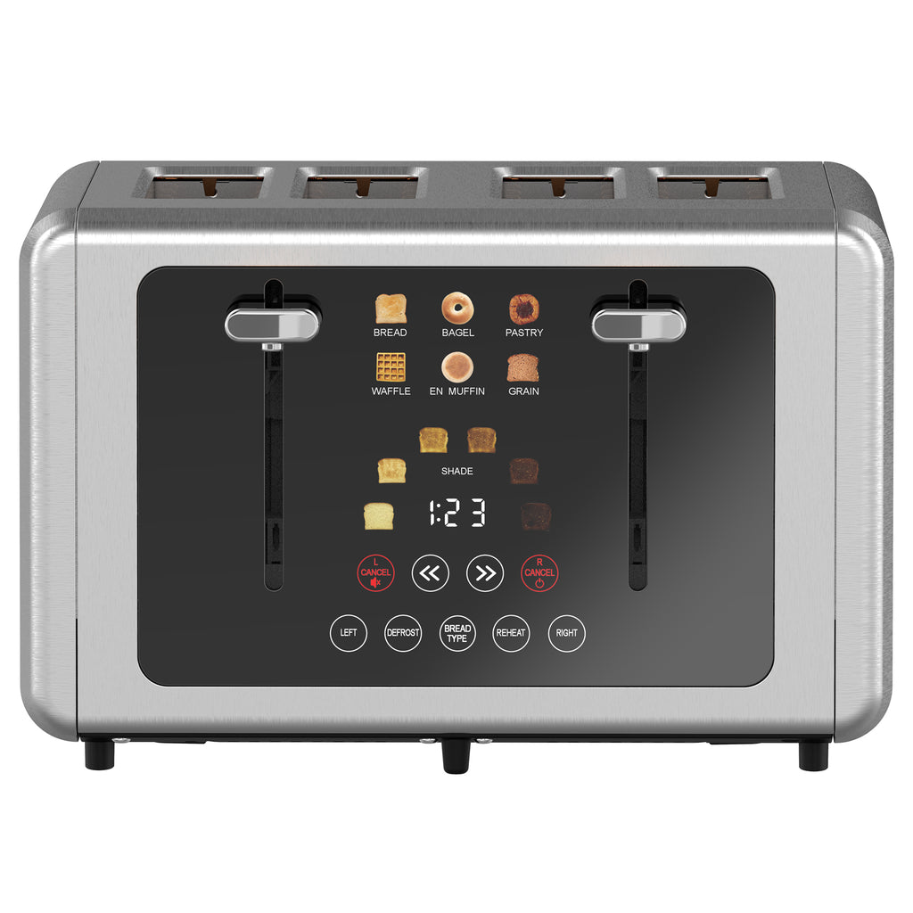 WhallPro® Touch Screen Toaster 2 & 4 Slice | Stainless Steel, Digital Timer, Sound | 6 Bread Types & Shades