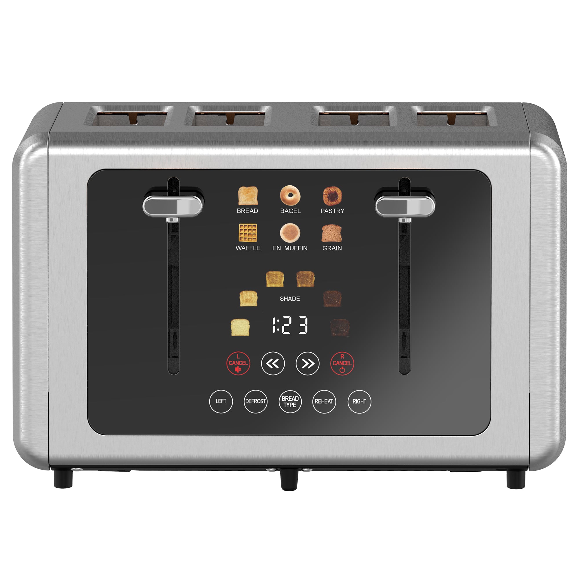 WhallPro® Touch Screen Toaster 2 & 4 Slice | Stainless Steel, Digital Timer, Sound | 6 Bread Types & Shades