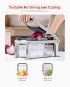 NEW Vegetable Chopper Mandoline Slicer, All-in-1 Food Veggie Cutter with 9 Stainless Steel Blades, Cheese Grater Onion Potato Dicer with Container,Salad Spiralizer Kitchen Gadgets&Essentials