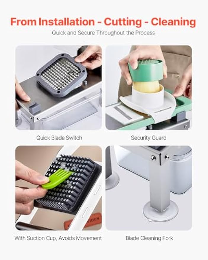 NEW Vegetable Chopper Mandoline Slicer, All-in-1 Food Veggie Cutter with 9 Stainless Steel Blades, Cheese Grater Onion Potato Dicer with Container,Salad Spiralizer Kitchen Gadgets&Essentials