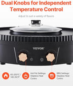 NEW Hot Pot with Grill, 1800W 2-in-1 Electric Smokeless Grill and Hot Pot, Korean BBQ Shabu Shabu Hotpot with Separate Dual Temperature Control, Non-stick Pan, for 2-8 People Family Dining