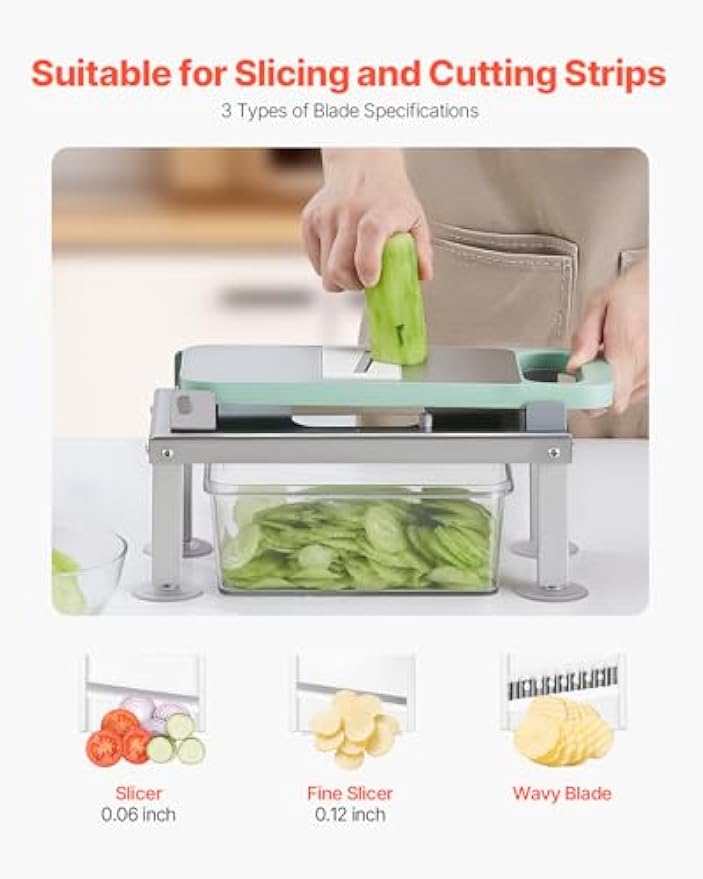 NEW Vegetable Chopper Mandoline Slicer, All-in-1 Food Veggie Cutter with 9 Stainless Steel Blades, Cheese Grater Onion Potato Dicer with Container,Salad Spiralizer Kitchen Gadgets&Essentials