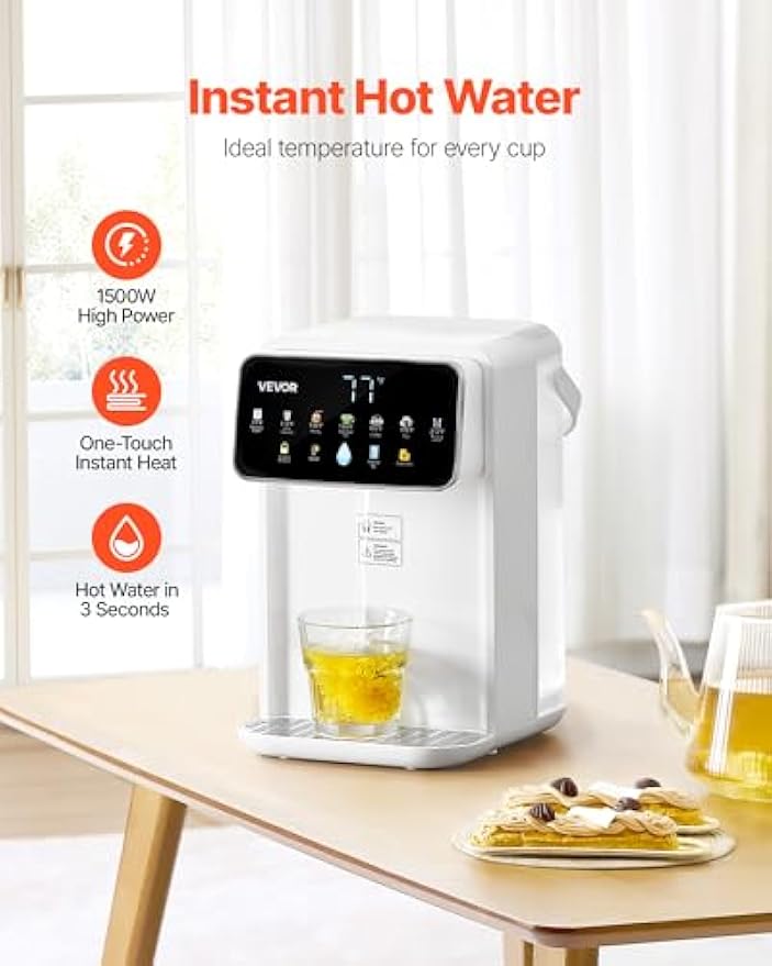 NEW Instant Hot Water Dispenser, Countertop Boiling Water Dispenser with Adjustable 7 Temperatures & 7 Water Volumes, 118oz Removable Water Tank, Quick Heating with Touchscreen & Child Lock for Home