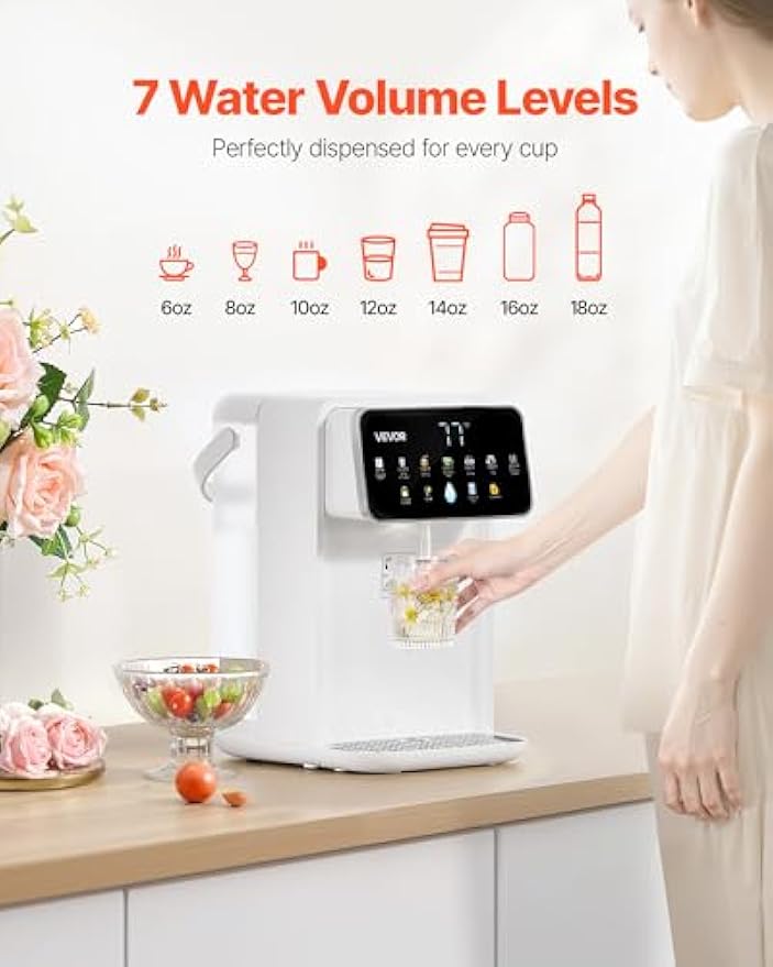 NEW Instant Hot Water Dispenser, Countertop Boiling Water Dispenser with Adjustable 7 Temperatures & 7 Water Volumes, 118oz Removable Water Tank, Quick Heating with Touchscreen & Child Lock for Home