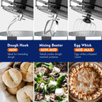 WhallPro® Stand Mixer - 5.5Qt 12-Speed Tilt-Head Electric Kitchen Mixer with Dough Hook/Wire Whip/Beater, Stainless Steel Bowl (black) New