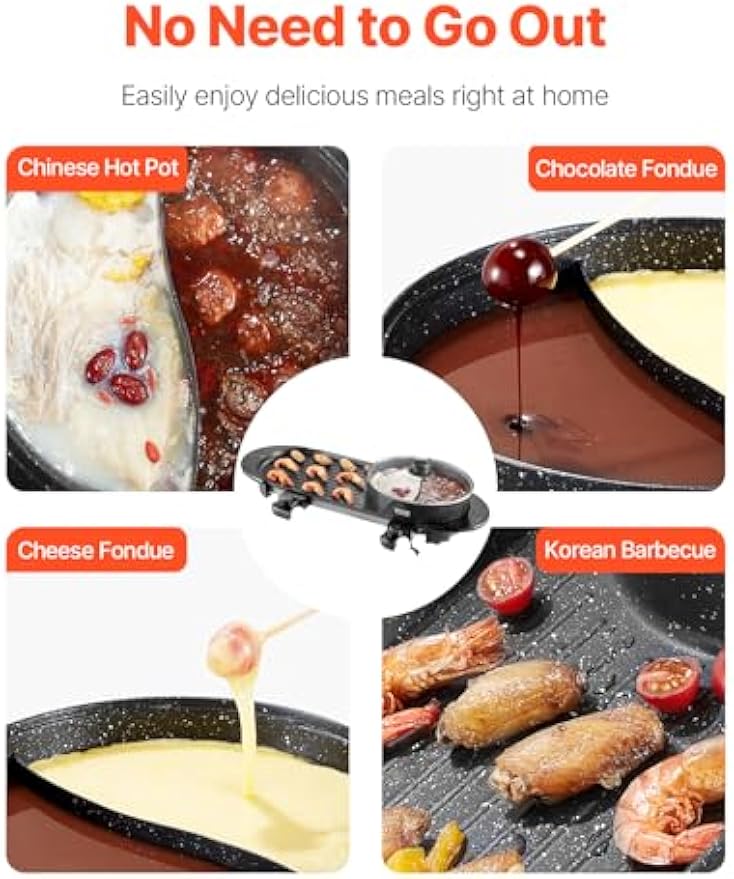 NEW Hot Pot with Grill, 2200W 2-in-1 Electric Smokeless Grill and Hot Pot, Korean BBQ Shabu Shabu Hotpot with Separate Dual Temperature Control, Non-stick Pan, for 1-6 People Family Dinning