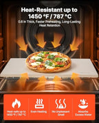 NEW Pizza Stone, 16 x 14 x 0.6 Inch Rectangular Cordierite Pizza Stone, Large Baking-Stone with Scraper, 1450℉ Heat-Resistant Cordierite Cooking Stones for Kitchen Bake Oven, BBQ Grill