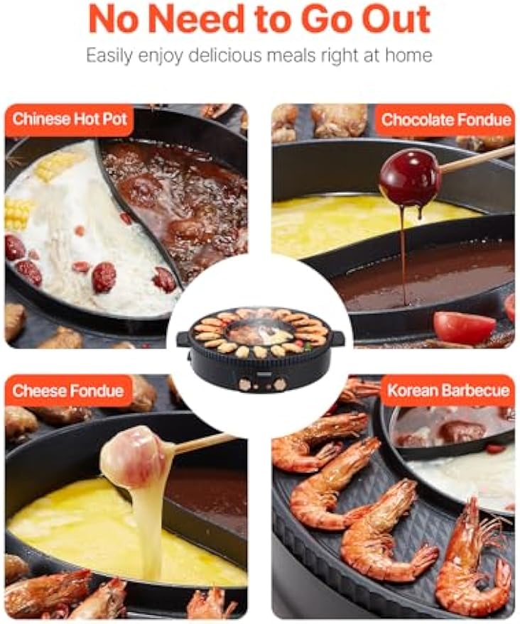 NEW Hot Pot with Grill, 1800W 2-in-1 Electric Smokeless Grill and Hot Pot, Korean BBQ Shabu Shabu Hotpot with Separate Dual Temperature Control, Non-stick Pan, for 2-8 People Family Dining