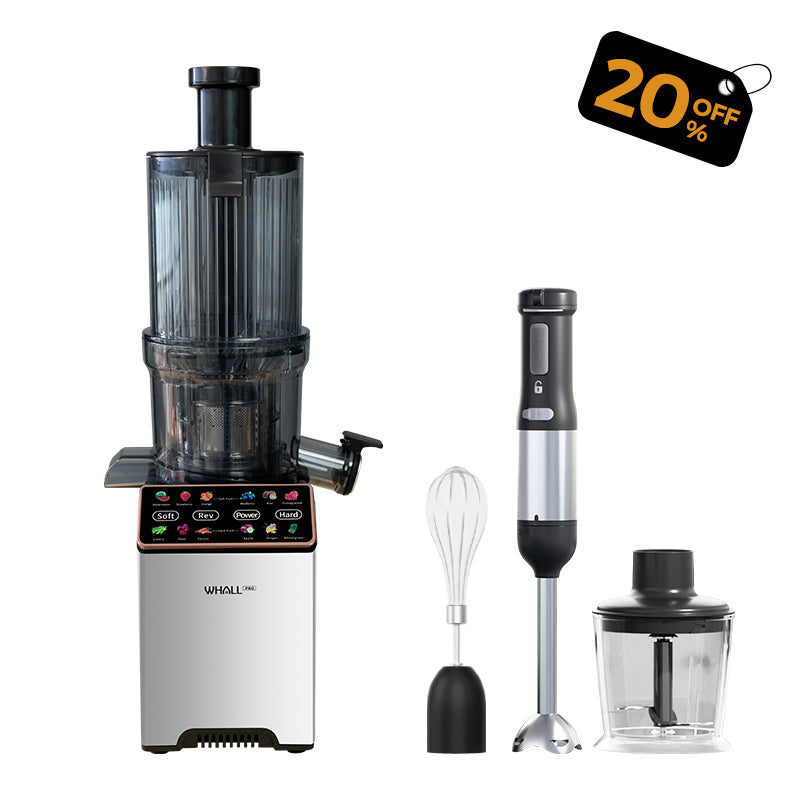 WhallPro® Cold Press Juicer & Cordless Hand Blender Combo Set