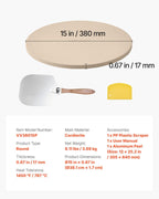 NEW Pizza Stone, 15 in Round Pizza Stone, 0.67 in Large Cordierite Baking-Stone with Metal Peel, Scrape, 1450℉ Heat-Resistant Cooking Stones, for Kitchen Oven, Baking Pizzas, BBQ Grilling