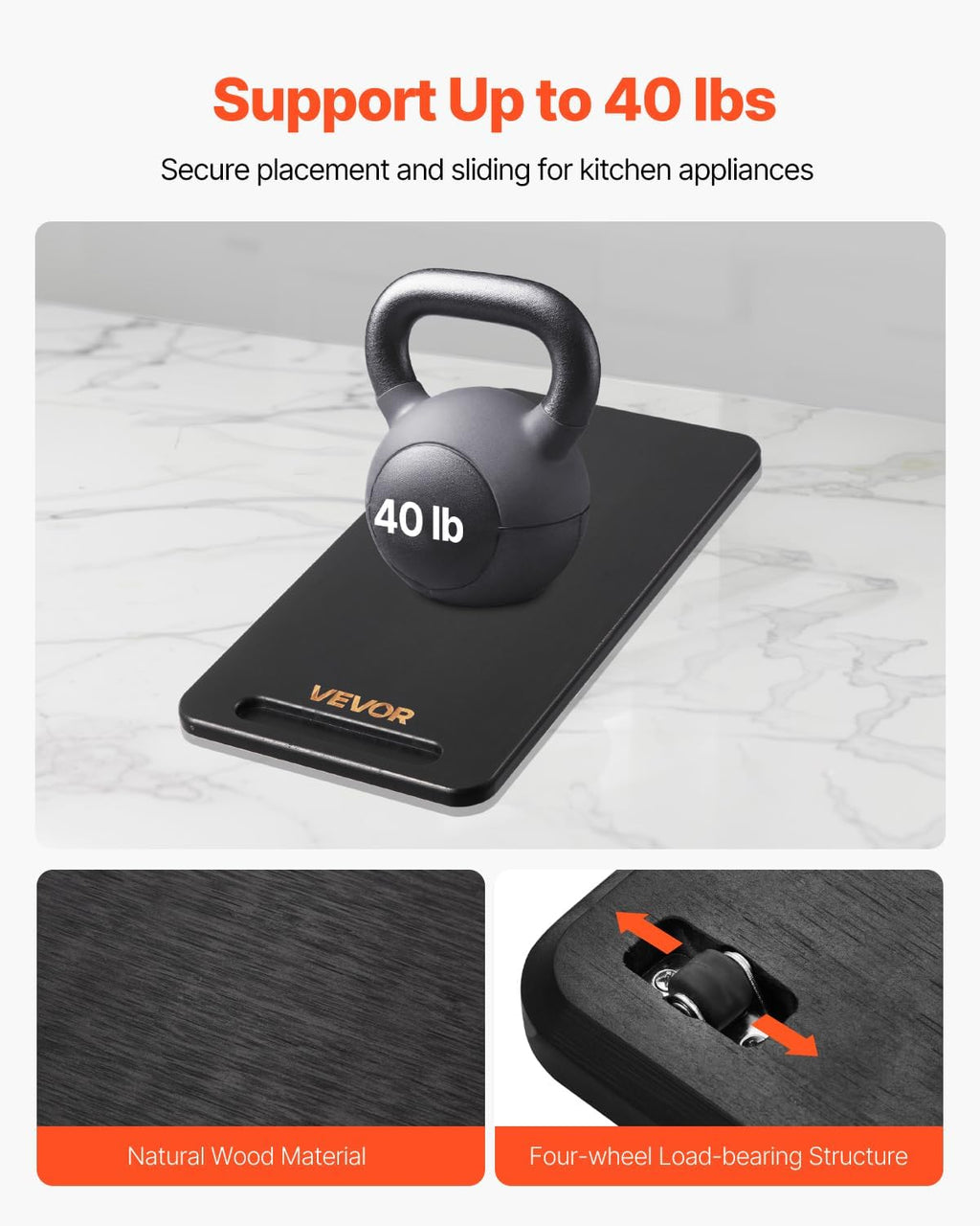 NEW  Appliance Slider, Small 14.5 x 7.5-inch, Rolling Sliding Tray with Silent Rubber Wheels & Hollow Handle, Easy to Clean, Appliance Rolling Tray for Coffee Maker, Kitchen Countertop, Black