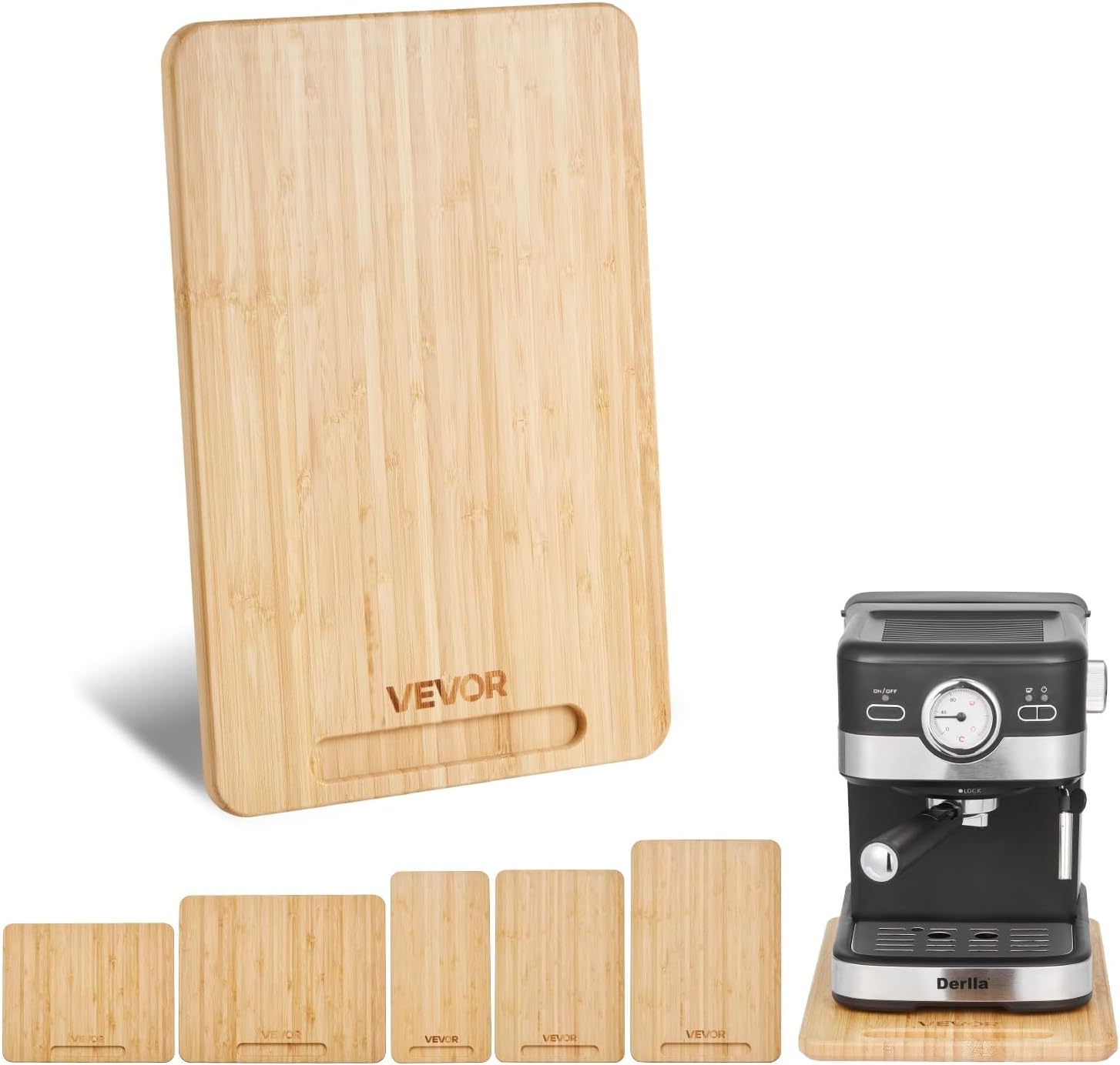 NEW Appliance Slider, Medium 10.5 x 13-inch, Rolling Sliding Tray with Rubber Wheels & Hollow Handle, Easy to Clean, Appliance Rolling Tray for Coffee Maker, Kitchen Countertop, Natural Wood