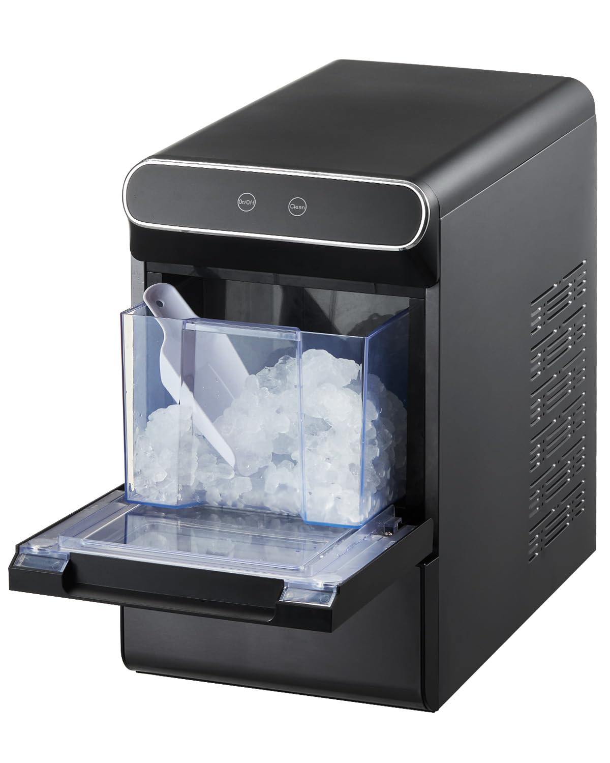 NEW Nugget Ice Maker, 37lbs/24H, with Self Cleaning, with Ice Scoop and Basket, Stainless Steel Ice Machine with Convenient Ice Transfer for Home Kitchen Office