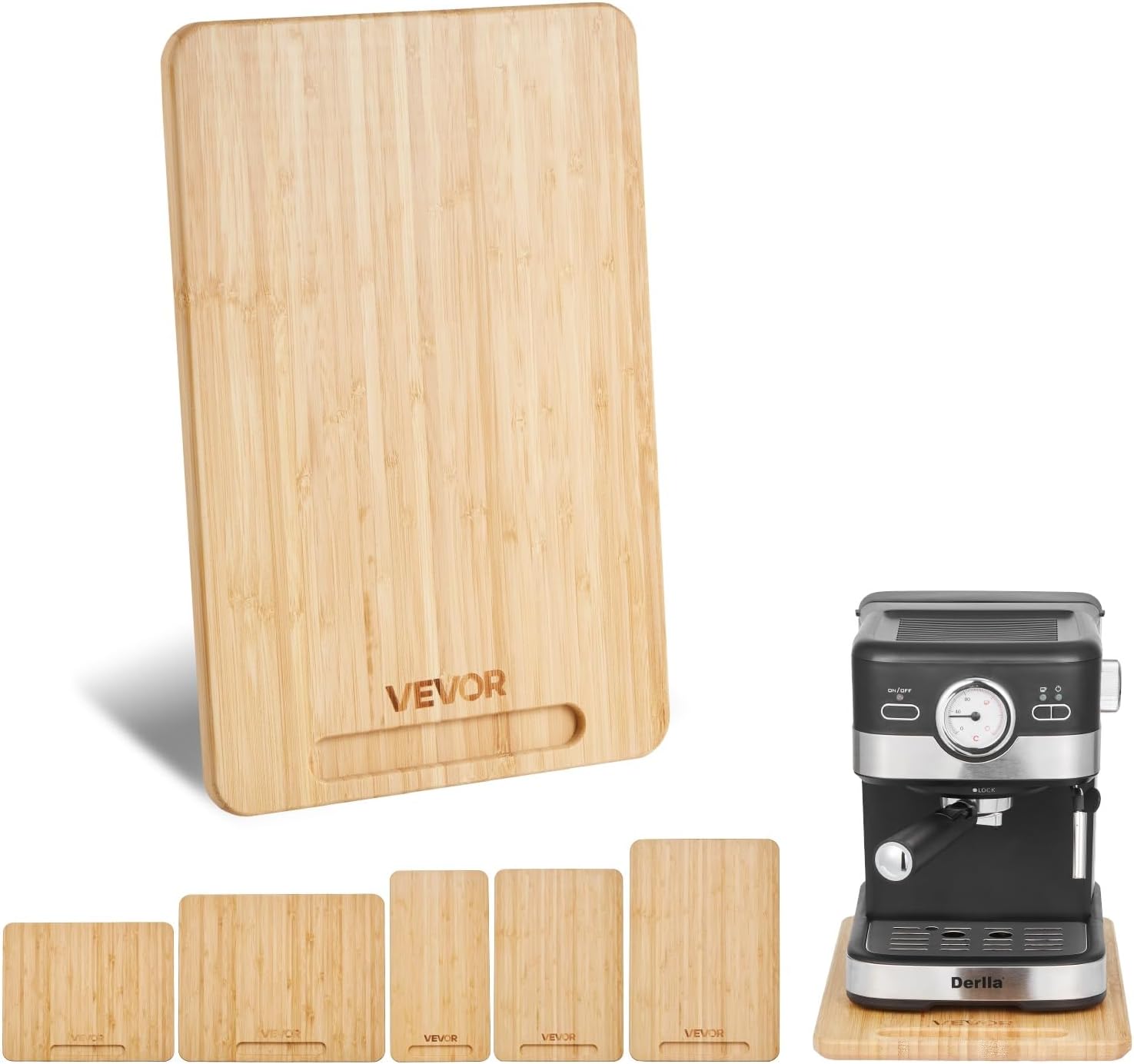 NEW Appliance Slider, Medium 10.5 x 13-inch, Rolling Sliding Tray with Rubber Wheels & Hollow Handle, Easy to Clean, Appliance Rolling Tray for Coffee Maker, Kitchen Countertop, Natural Wood