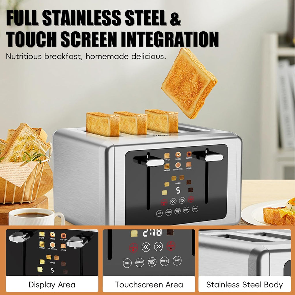 WhallPro® Cold Press Juicer & 4-Slice Touchscreen Toaster Combo Set