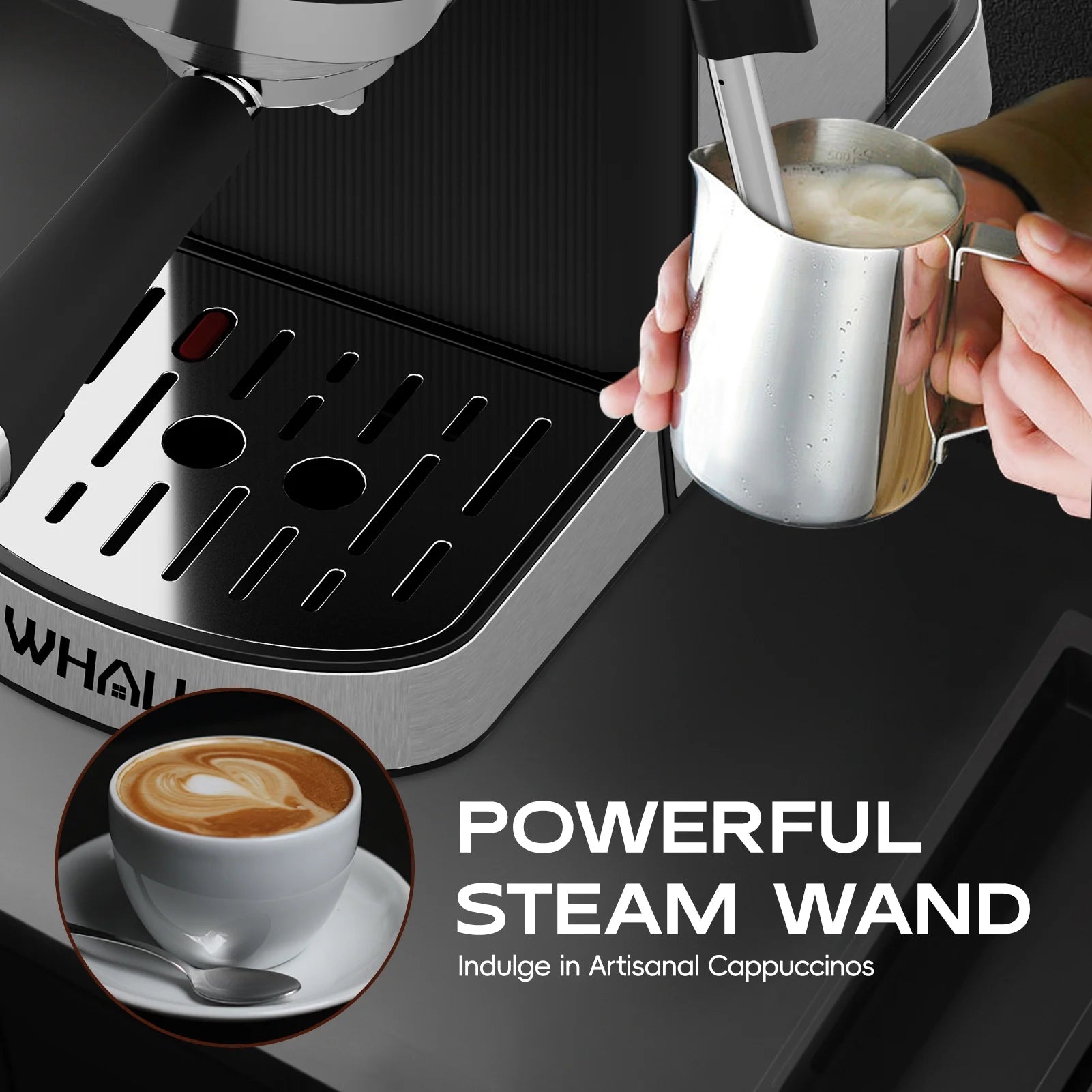 WhallPro® Touchscreen Espresso Machine 20 Bar，Espresso Coffee Maker with Milk Frother Steam Wand, Stainless Steel Coffee Machine with Removable Water Tank New