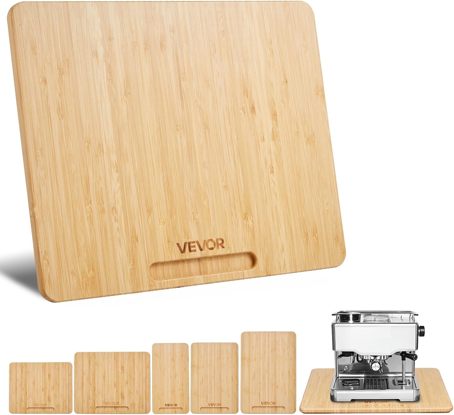 NEW Appliance Slider, Medium 10.5 x 13-inch, Rolling Sliding Tray with Rubber Wheels & Hollow Handle, Easy to Clean, Appliance Rolling Tray for Coffee Maker, Kitchen Countertop, Natural Wood