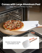NEW Pizza Stone, 15 in Round Pizza Stone, 0.67 in Large Cordierite Baking-Stone with Metal Peel, Scrape, 1450℉ Heat-Resistant Cooking Stones, for Kitchen Oven, Baking Pizzas, BBQ Grilling