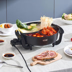 NEW Electric Hot Pot, 1360W 5 L Double-flavor Shabu Shabu Pot, Non-Stick Electric Cooker with Divider, Clear Glass Lid, Temperature control, Chinese Hotpot for 6-10 People Family Dinning & Party