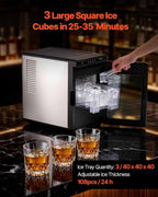 NEW Countertop Ice Maker, 22 lbs per Day, Self-Cleaning Portable Machine with Tong, Drawer-Style Ice Access, Ice-Making Machine with Large Square Cubes, for Home, Kitchen, Office, Bar & Party