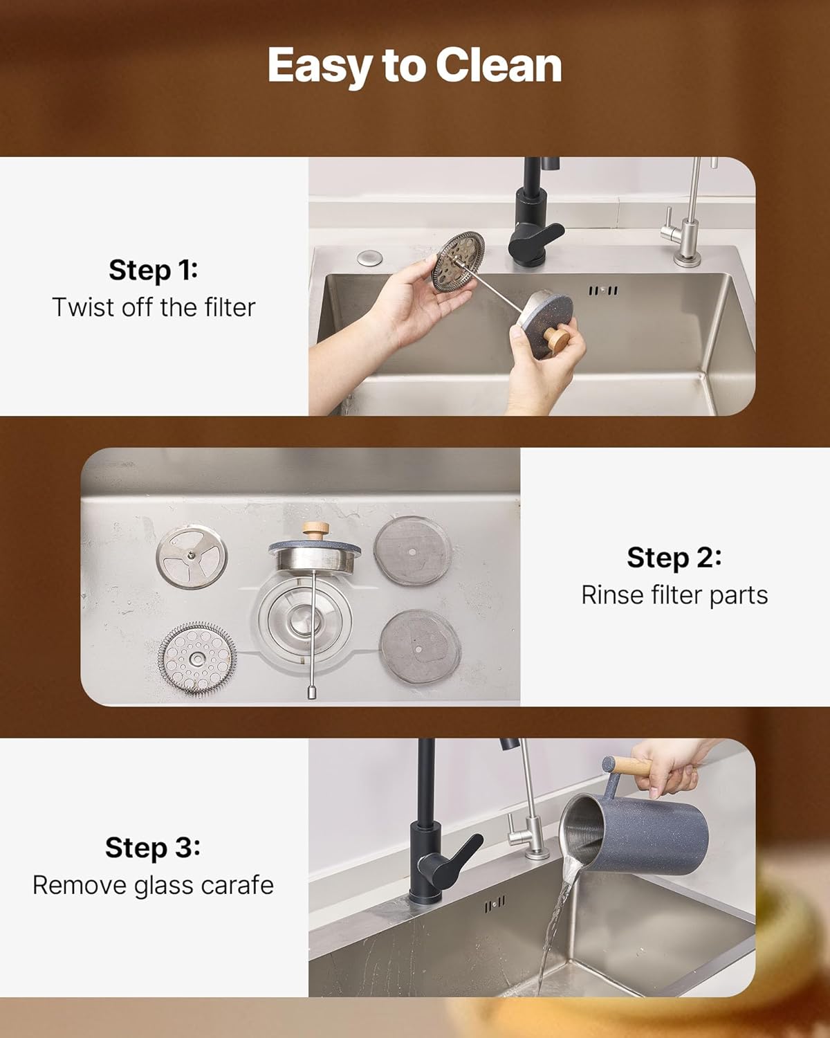 NEW French Press Coffee Maker, 34 Ounce 1 Liter Stainless Steel Coffee Press Tea Maker with Filter, Large Double Wall Insulated French Presses Cold Brew for Camping Travel Home Kitchen, Black