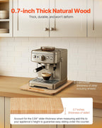 NEW Appliance Slider, Medium 10.5 x 13-inch, Rolling Sliding Tray with Rubber Wheels & Hollow Handle, Easy to Clean, Appliance Rolling Tray for Coffee Maker, Kitchen Countertop, Natural Wood