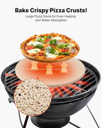 NEW Pizza Stone, 15 in Round Pizza Stone, 0.67 in Large Cordierite Baking-Stone with Metal Peel, Scrape, 1450℉ Heat-Resistant Cooking Stones, for Kitchen Oven, Baking Pizzas, BBQ Grilling