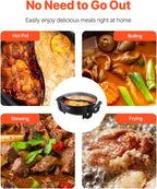 NEW Electric Hot Pot, 1360W 5 L Double-flavor Shabu Shabu Pot, Non-Stick Electric Cooker with Divider, Clear Glass Lid, Temperature control, Chinese Hotpot for 6-10 People Family Dinning & Party