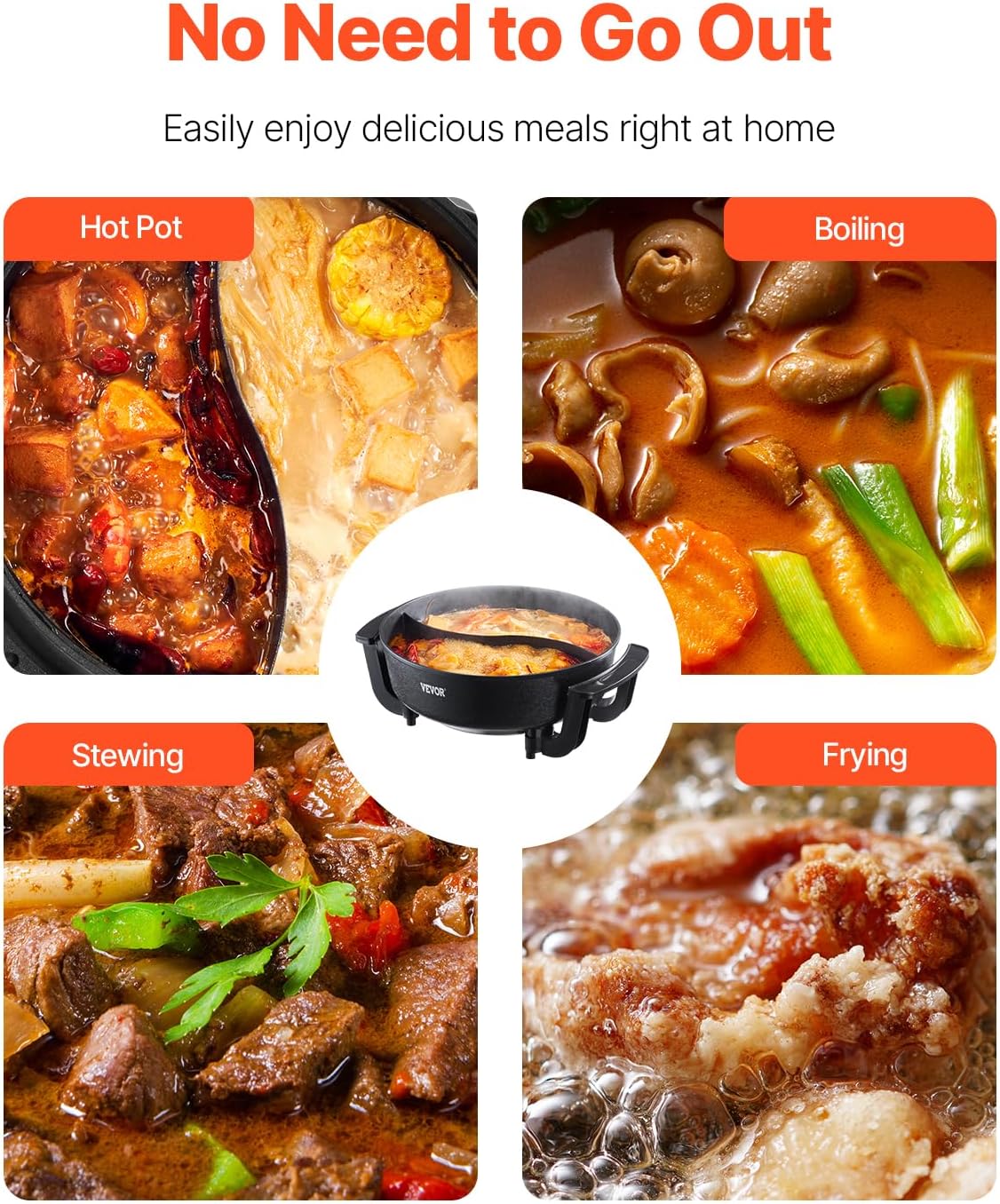 NEW Electric Hot Pot, 1360W 5 L Double-flavor Shabu Shabu Pot, Non-Stick Electric Cooker with Divider, Clear Glass Lid, Temperature control, Chinese Hotpot for 6-10 People Family Dinning & Party