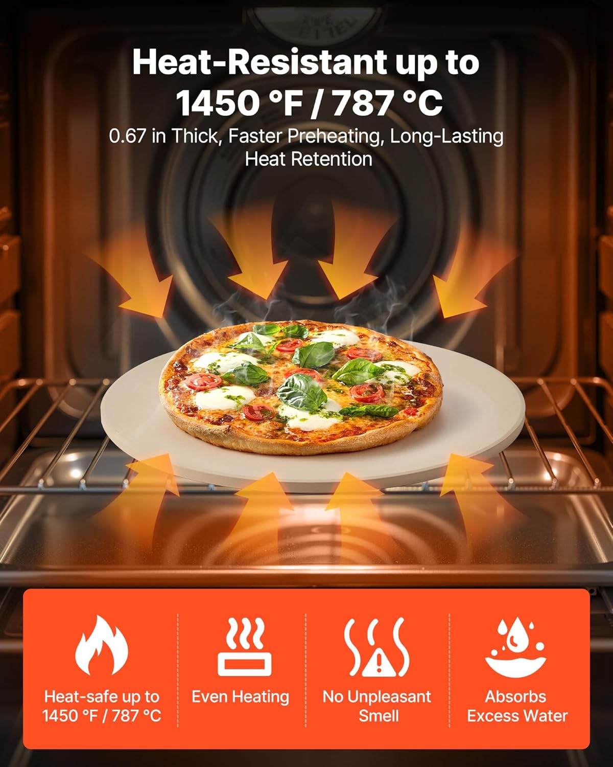 NEW Pizza Stone, 15 in Round Pizza Stone, 0.67 in Large Cordierite Baking-Stone with Metal Peel, Scrape, 1450℉ Heat-Resistant Cooking Stones, for Kitchen Oven, Baking Pizzas, BBQ Grilling