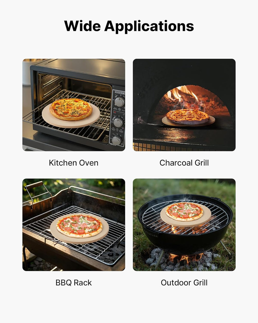 NEW Pizza Stone, 15 in Round Pizza Stone, 0.67 in Large Cordierite Baking-Stone with Metal Peel, Scrape, 1450℉ Heat-Resistant Cooking Stones, for Kitchen Oven, Baking Pizzas, BBQ Grilling