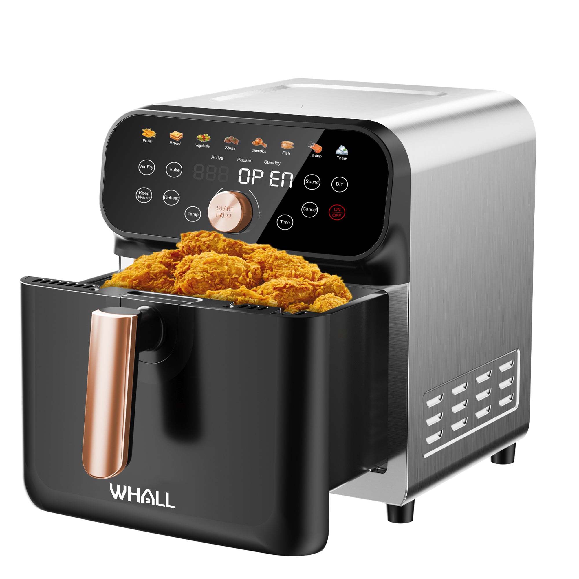 WhallPro® 6.2QT Air Fryer Oven, 12-in-1 Cooking Functions, Stainless Steel